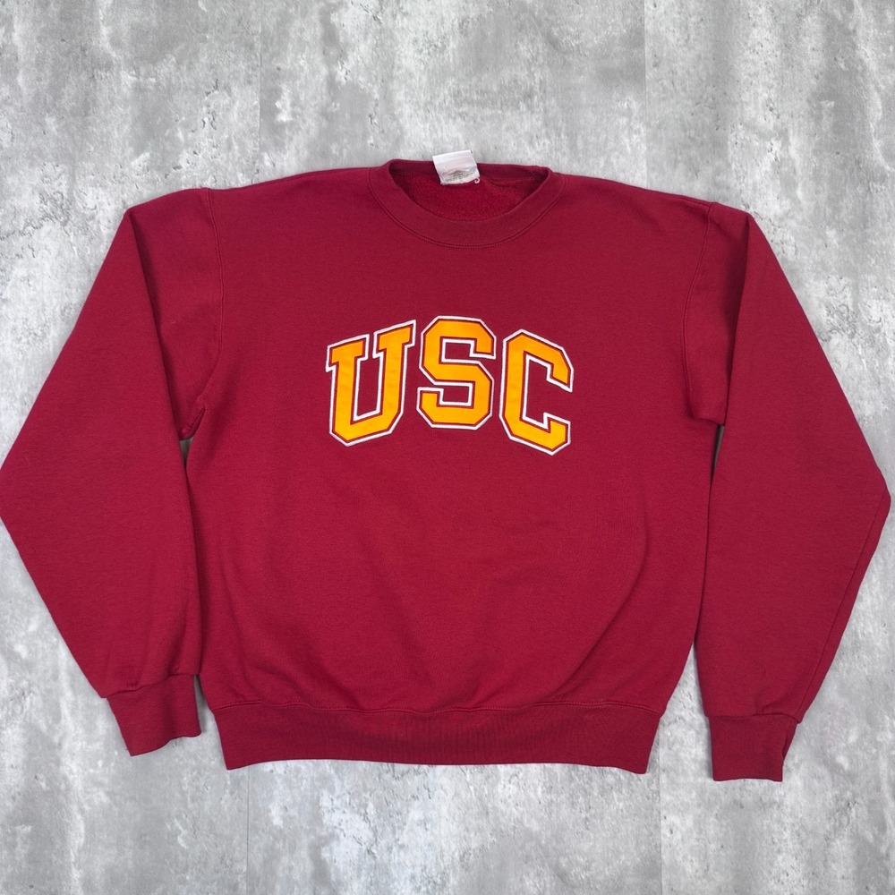 Vintage Champion USC Trojans Sweatshirt Mens Small Red NCAA Football Y2K